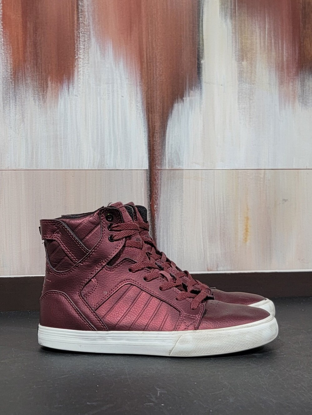 SUPRA Kids Skytop Burgundy Wine High Top Sneakers US 3 EU 34.5